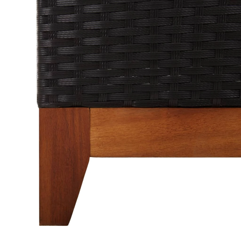 vidaXL sauļošanās zvilnis, melna PE rotangpalma, akācijas masīvkoks