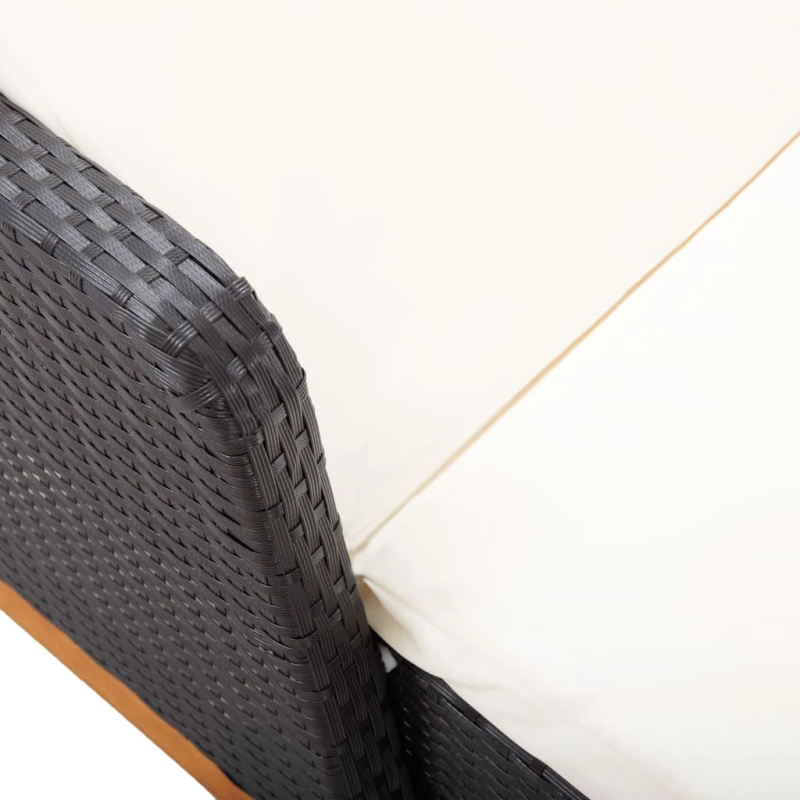 vidaXL sauļošanās zvilnis, melna PE rotangpalma, akācijas masīvkoks