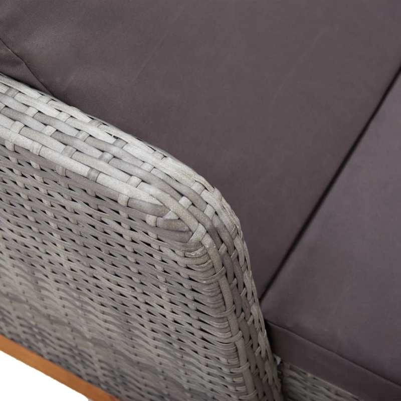 vidaXL sauļošanās zvilnis, pelēka PE rotangpalma, akācijas masīvkoks