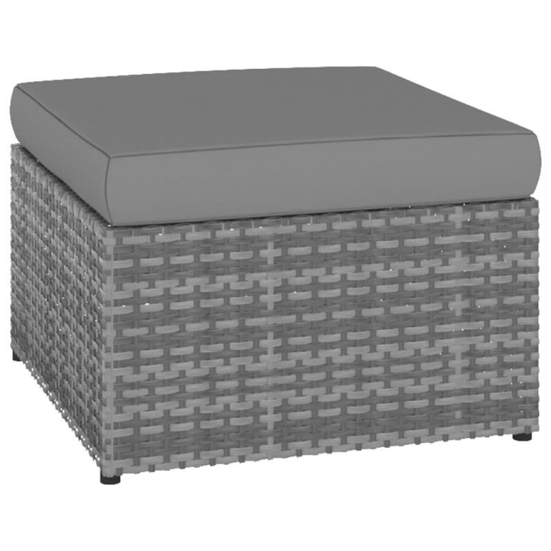 vidaXL dārza krēsls ar kājsoliņu, PE rotangpalma, pelēka