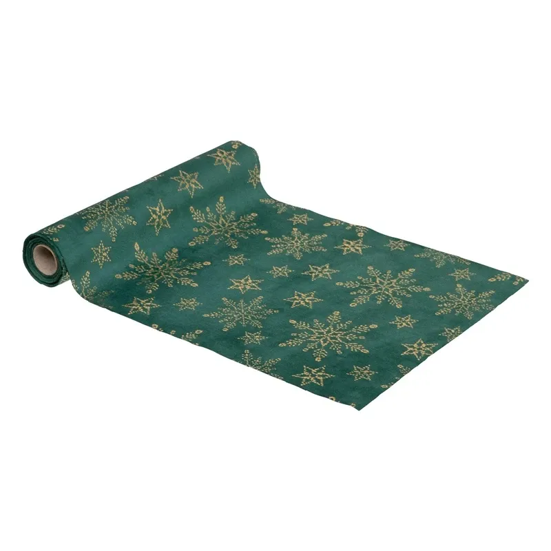 Galda celiņš taisnstūrveida Atmosphera 191474, zelta-zaļa, 28 x 300 cm