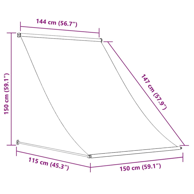 vidaXL markīze, oranža ar brūnu, 150x150 cm, izvelkama