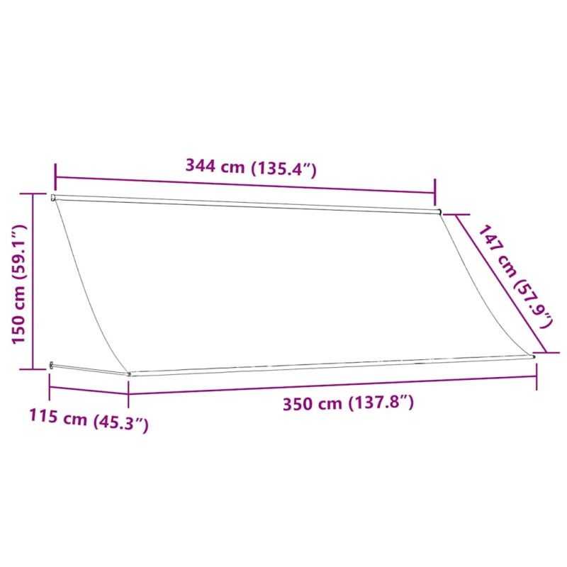 vidaXL markīze, oranža ar brūnu, 350x150 cm, izvelkama
