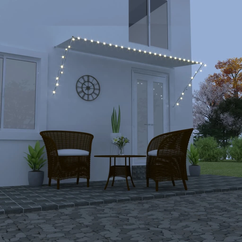 vidaXL izvelkama markīze ar LED, 300x150 cm, krēmkrāsas