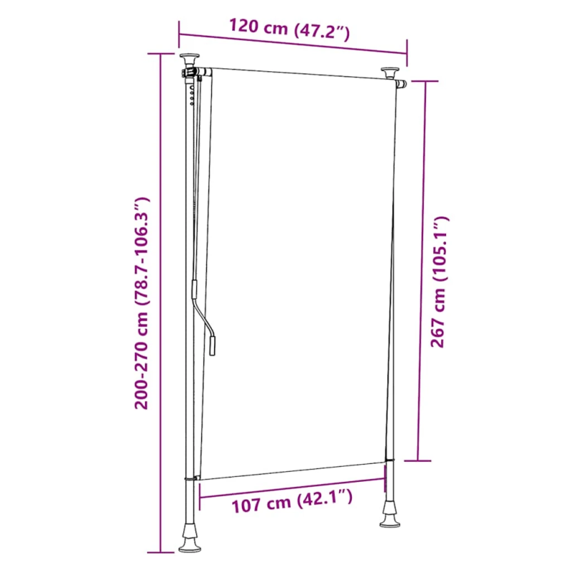 vidaXL āra ruļļu žalūzija, 120x270 cm, antracītpelēka