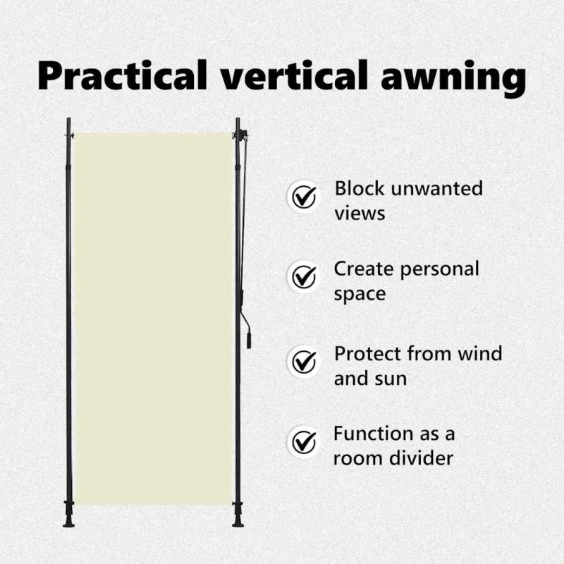 vidaXL āra ruļļu žalūzija, 100x270 cm, krēmkrāsā