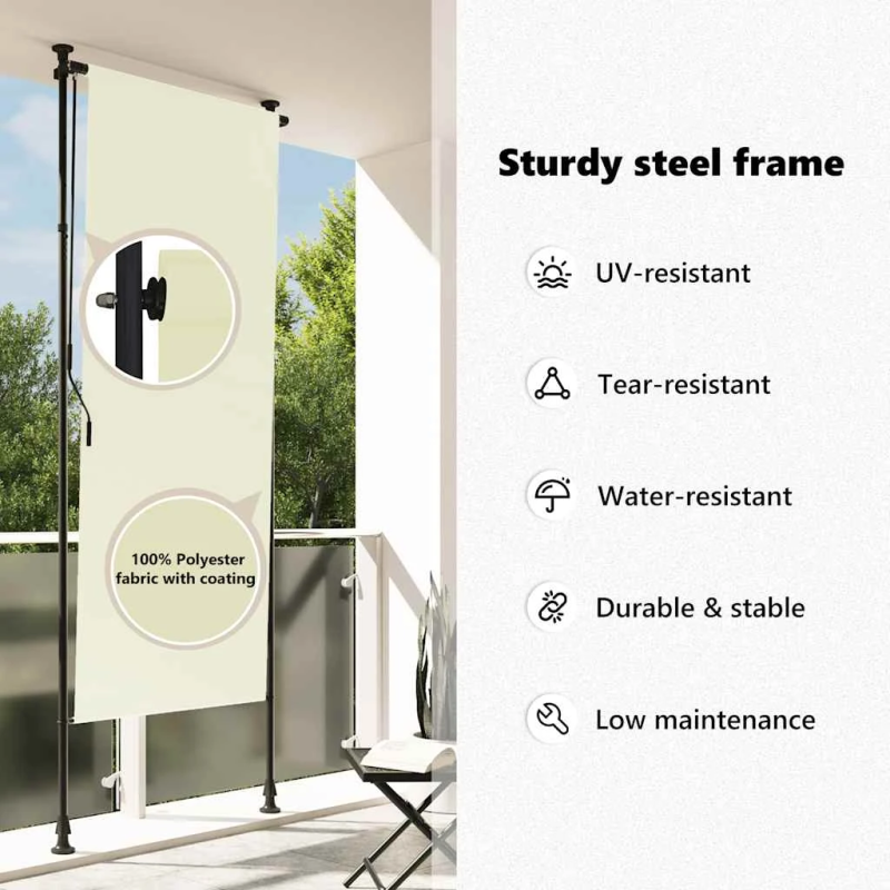 vidaXL āra ruļļu žalūzija, 100x270 cm, krēmkrāsā