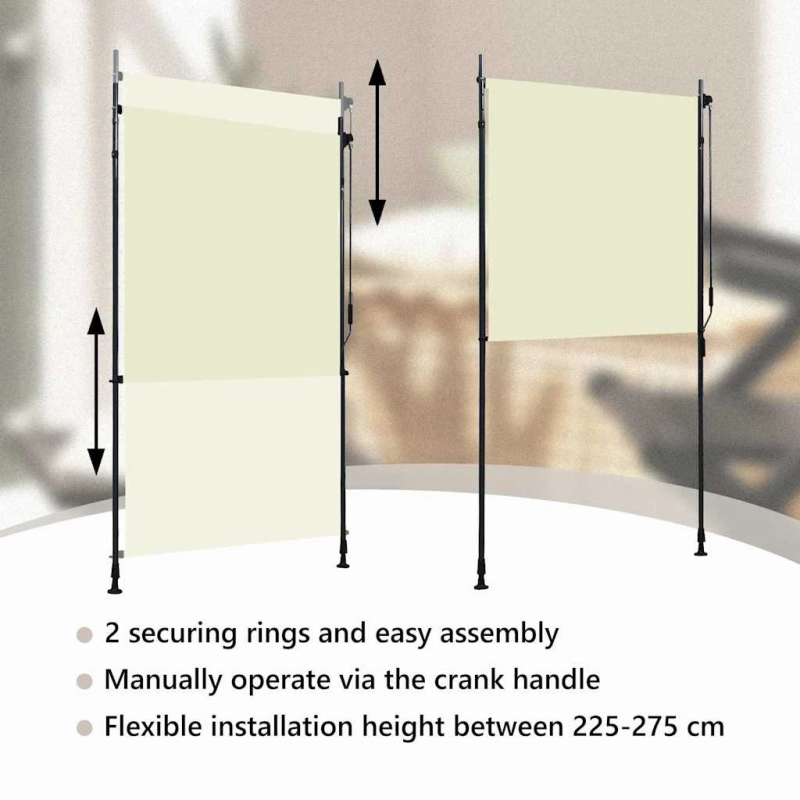 vidaXL āra ruļļu žalūzija, 120x270 cm, krēmkrāsas