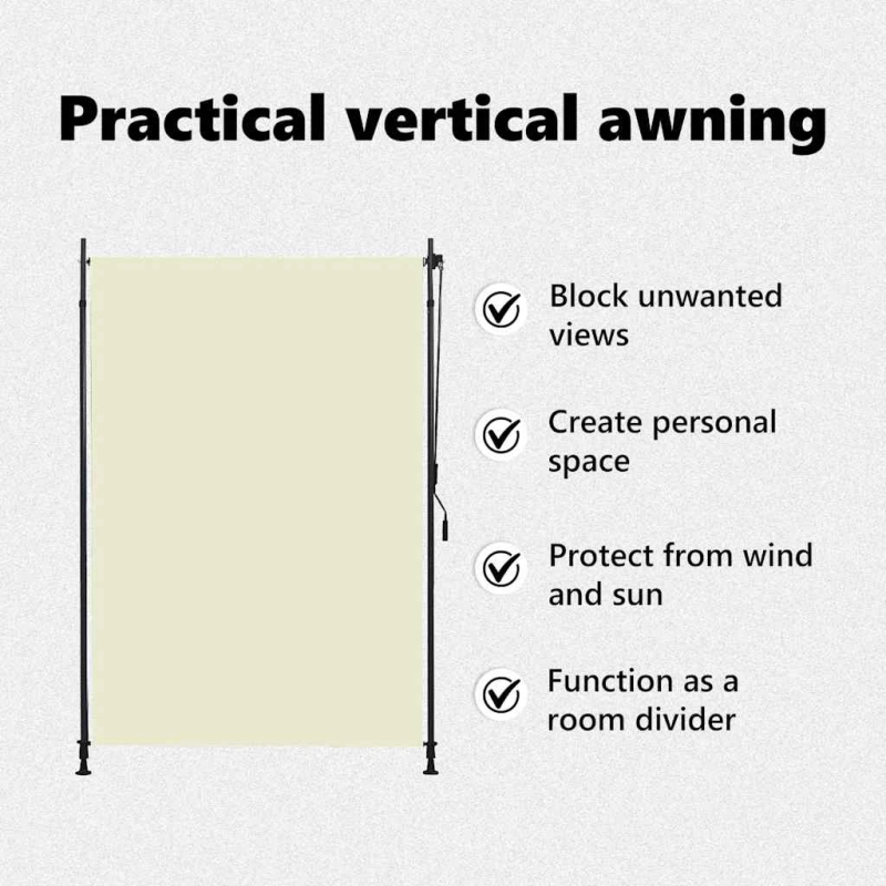 vidaXL āra ruļļu žalūzija, 150x270 cm, krēmkrāsas