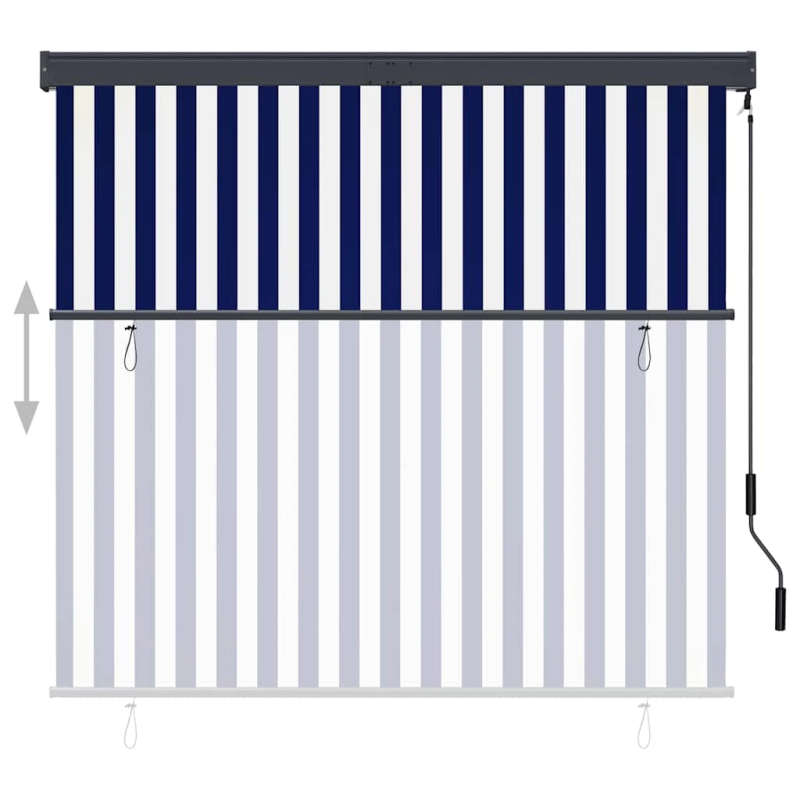 vidaXL āra ruļļu žalūzija, 160x250 cm, zila un balta