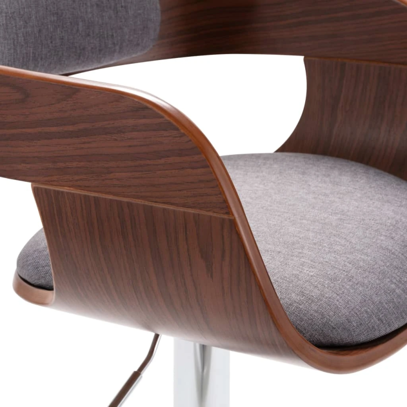 vidaXL bāra krēsls, saplāksnis, pelēks audums