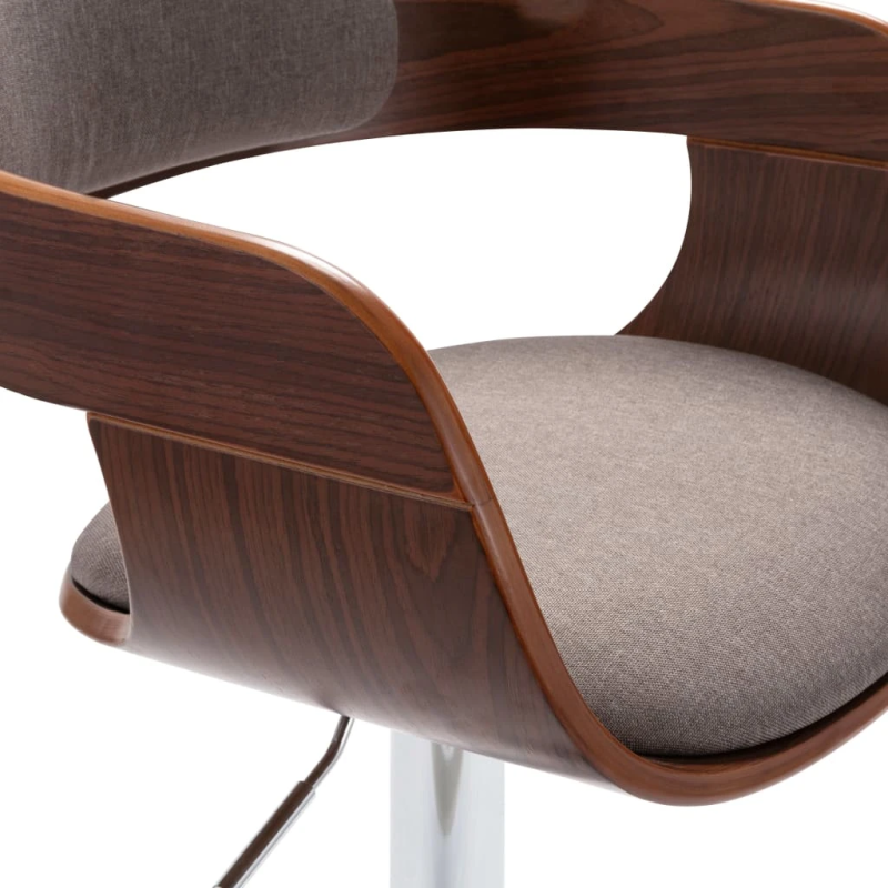 vidaXL bāra krēsls, saplāksnis, pelēkbrūns audums