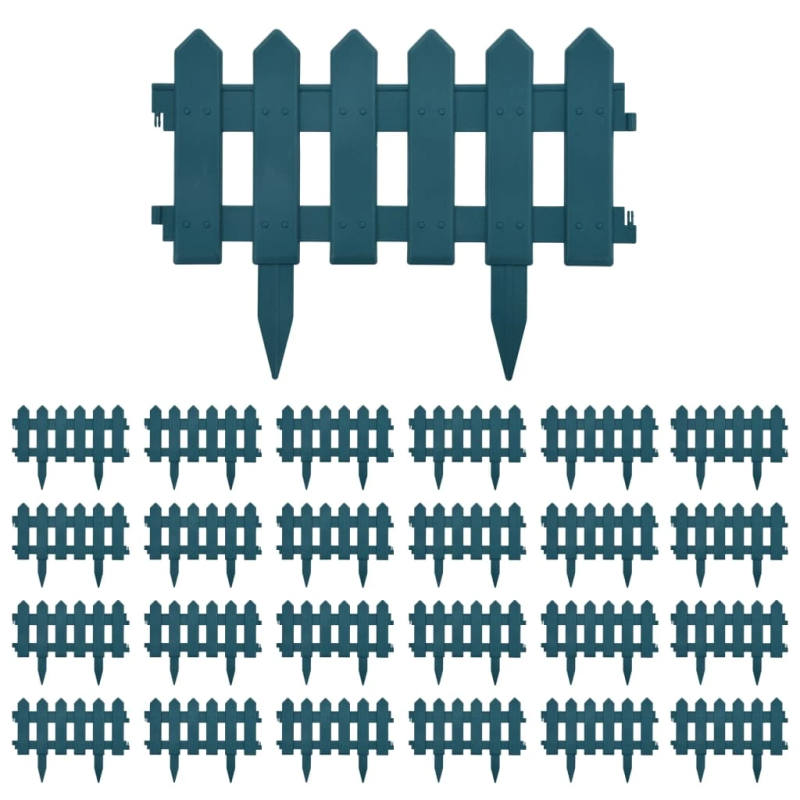 vidaXL zāliena apmales, 25 gab., zaļas, 10 m, PP