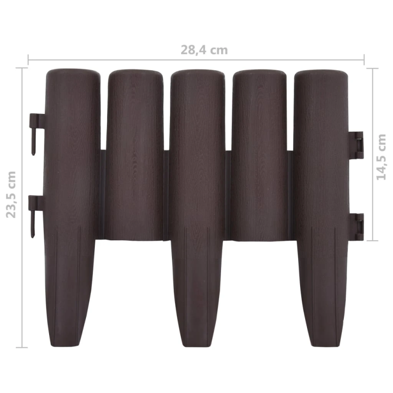 vidaXL zāliena apmales, 36 gab., brūnas, 10 m, PP