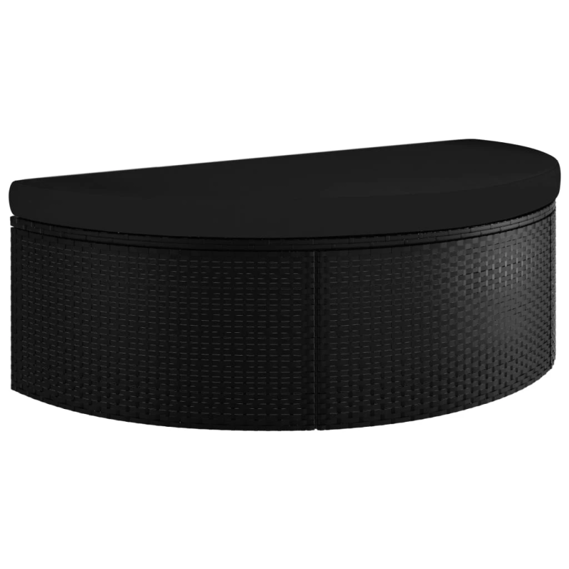 vidaXL Sodo gultas su skėčiu, juodos spalvos, poliratanas