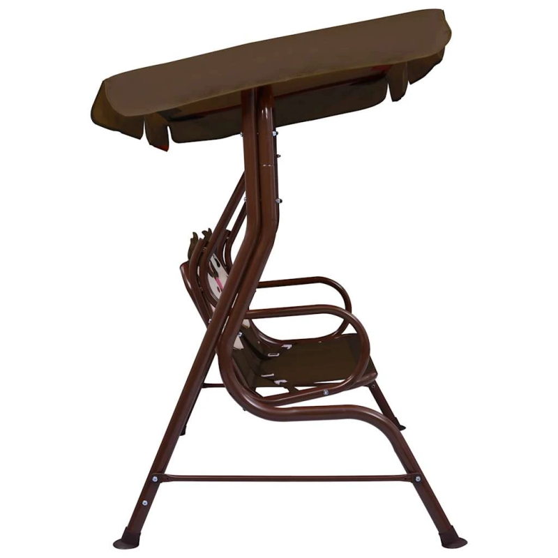 vidaXL bērnu šūpuļdīvāns, brūns, 115x75x110 cm, audums