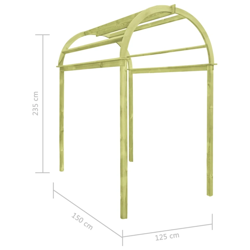 vidaXL špaleru arka - pergola, 125x150x235 cm, impregnēts priedes koks