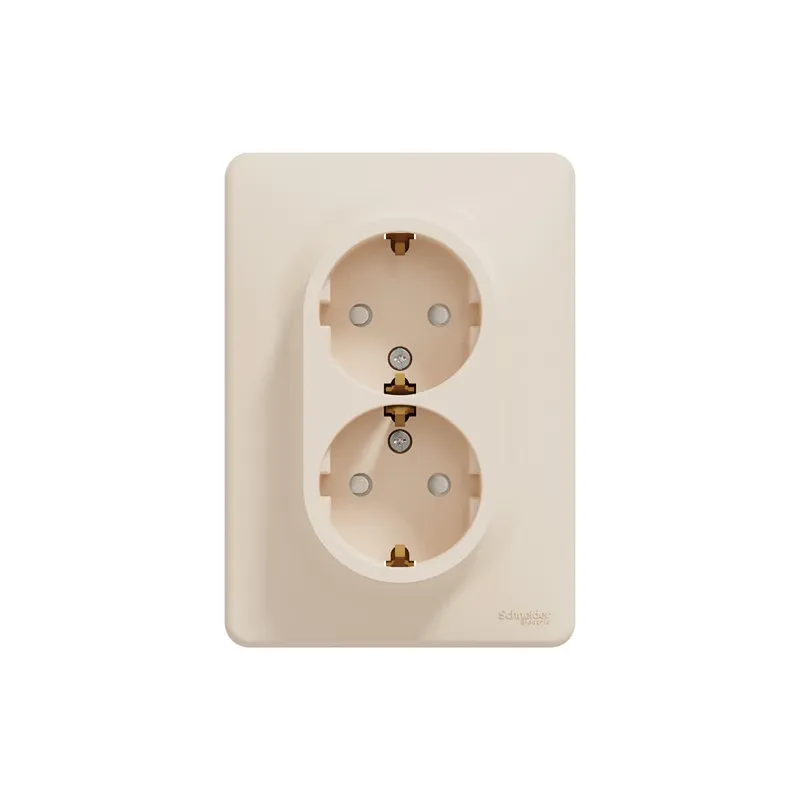 Dubultā kontaktligzda Schneider Electric Sedna Design SDD312221, Iezemēta rozete, IP20, bēša krās.