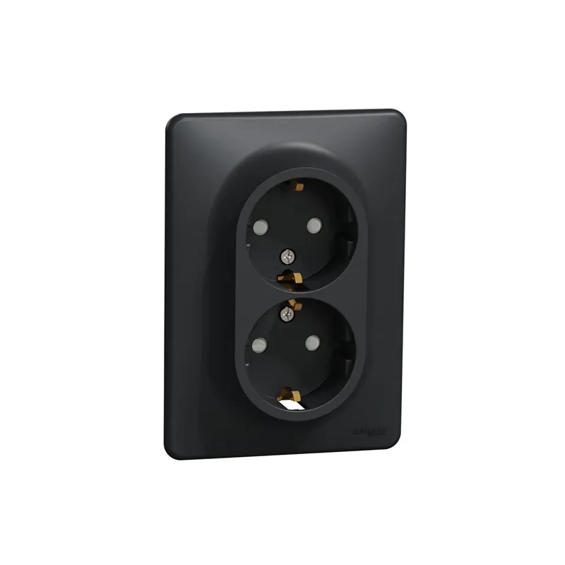 Dubultā kontaktligzda Schneider Electric Sedna Design SDD314221, Iezemēta rozete, antracīta