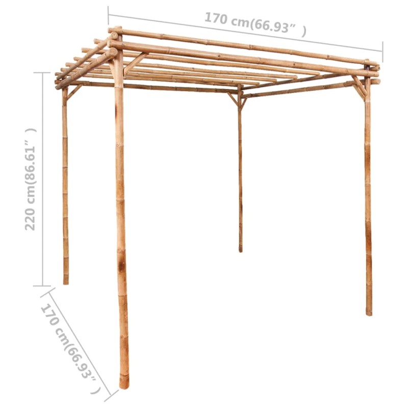 vidaXL pergola, 170x170x220 cm, bambuss