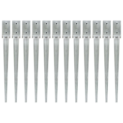 vidaXL zemes mietiņi, 12 gab., sudraba krāsa, 7x7x75 cm, tērauds