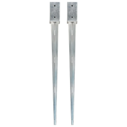 vidaXL zemes mietiņi, 2 gab., sudraba krāsa, 7x7x90 cm, tērauds