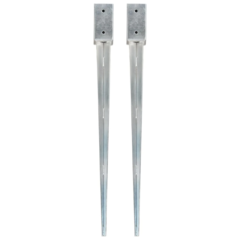 vidaXL zemes mietiņi, 2 gab., sudraba krāsa, 7x7x90 cm, tērauds