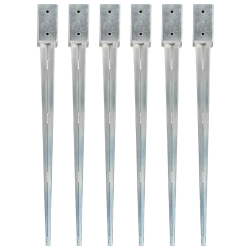 vidaXL zemes mietiņi, 6 gab., sudraba krāsa, 7x7x90 cm, tērauds