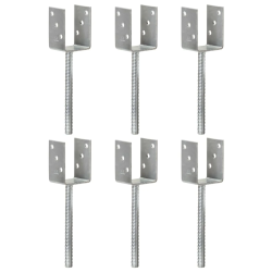 vidaXL žogu stiprinājumi, 6 gab., sudraba krāsa, 7x6x30 cm, tērauds