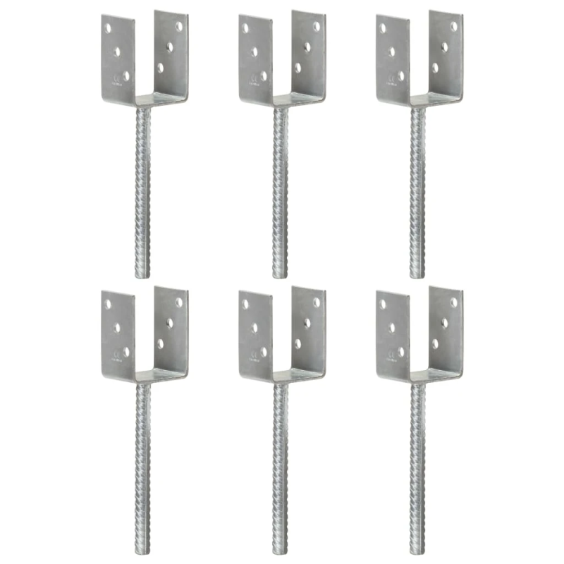 vidaXL žogu stiprinājumi, 6 gab., sudraba krāsa, 7x6x30 cm, tērauds