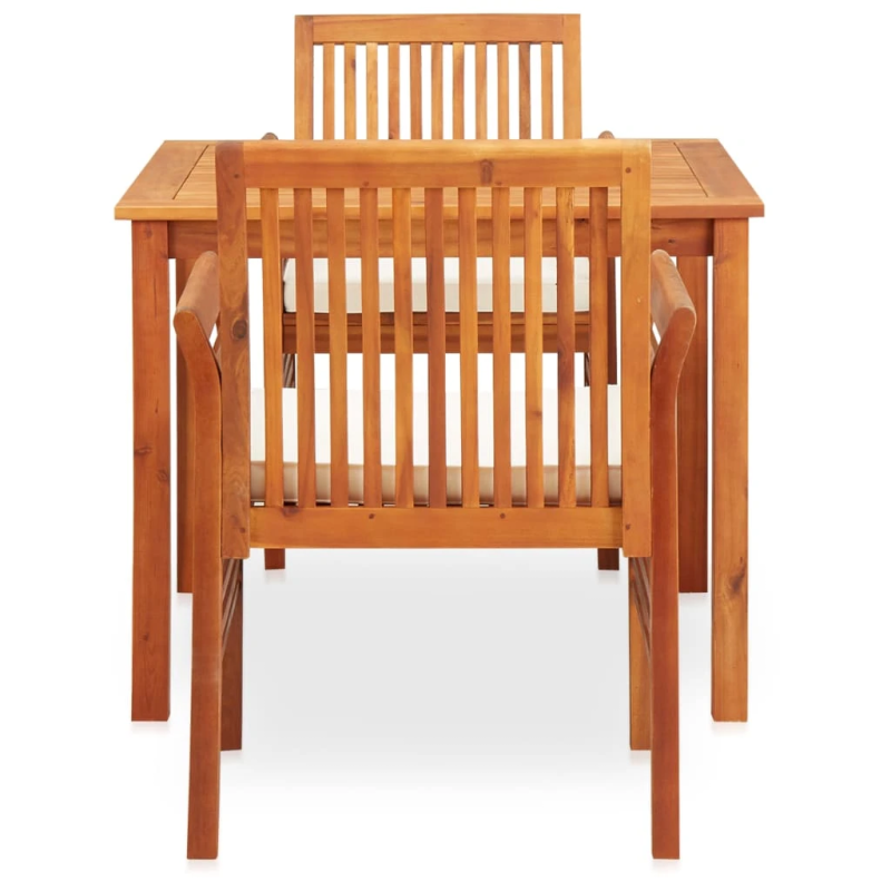 vidaXL 3-daļīgs dārza mēbeļu komplekts ar matračiem, akācijas koks