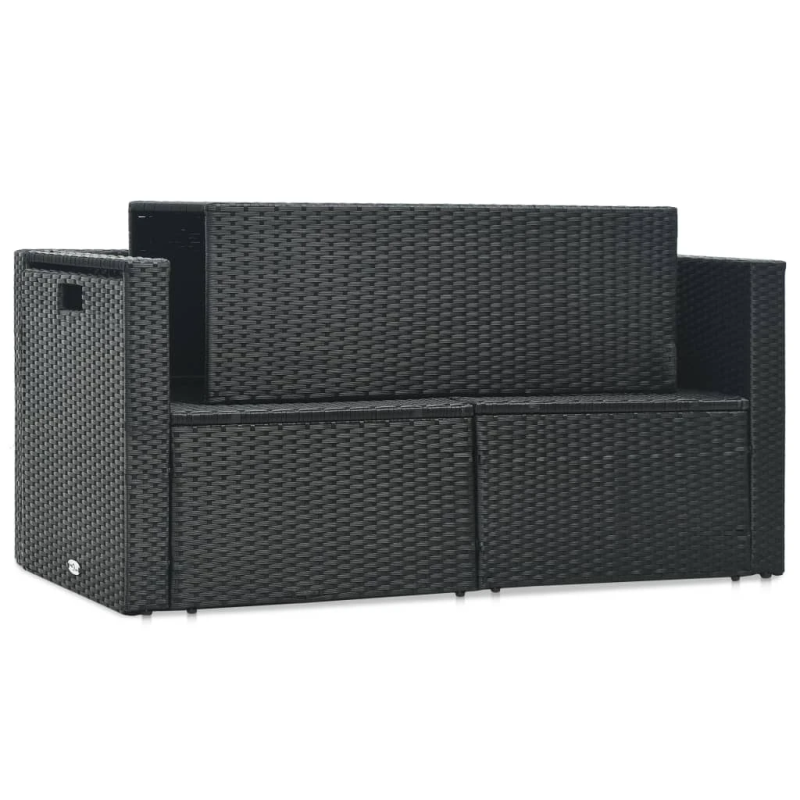 vidaXL 6-daļīgs dārza atpūtas mēbeļu komplekts ar matračiem, melns PE