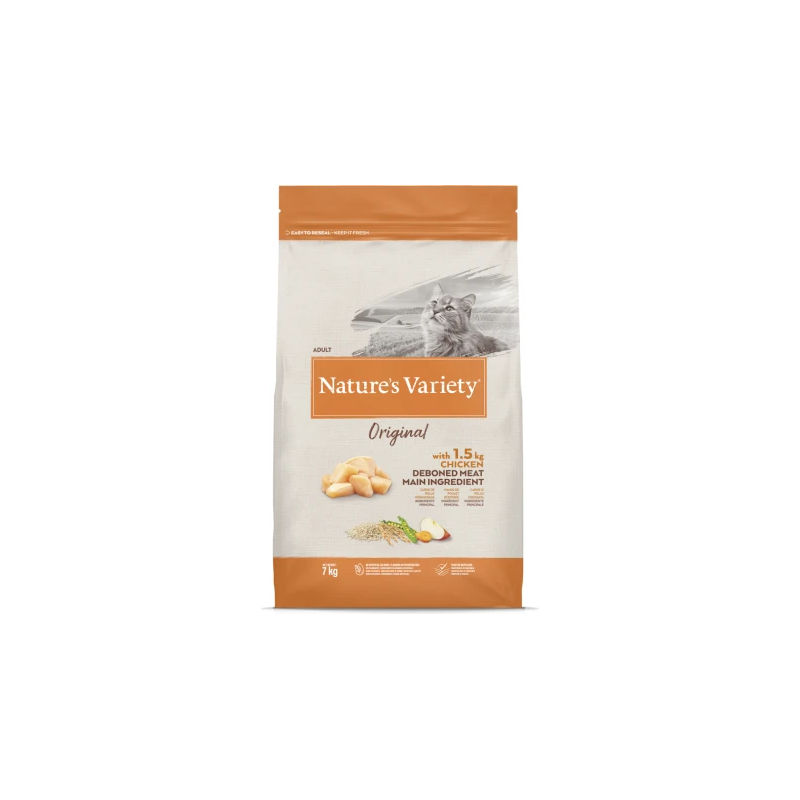 Natures Variety Nature's Variety Cat Original Chicken 7 kg - sausā barība ar vistu pieaugušiem kaķiem