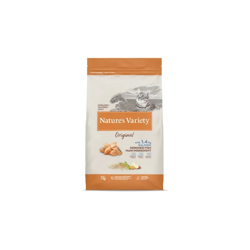 Nature's Variety Cat Original Sterilized Salmon 7 kg - Sausā barība ar lasi pieaugušiem sterilizētiem kaķiem