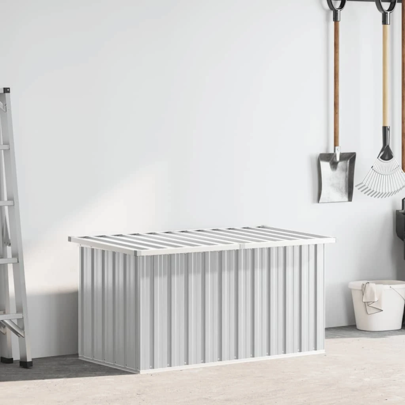 vidaXL dārza uzglabāšanas kaste, pelēka, 129x67x65 cm