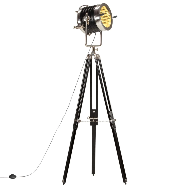 vidaXL grīdas lampa uz statīva, melns mango masīvkoks, 171 cm