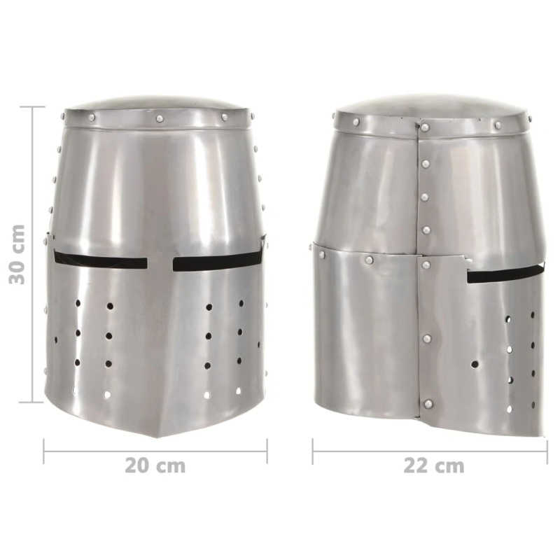 vidaXL viduslaiku bruņinieku ķivere, replika, sudraba krāsas tērauds