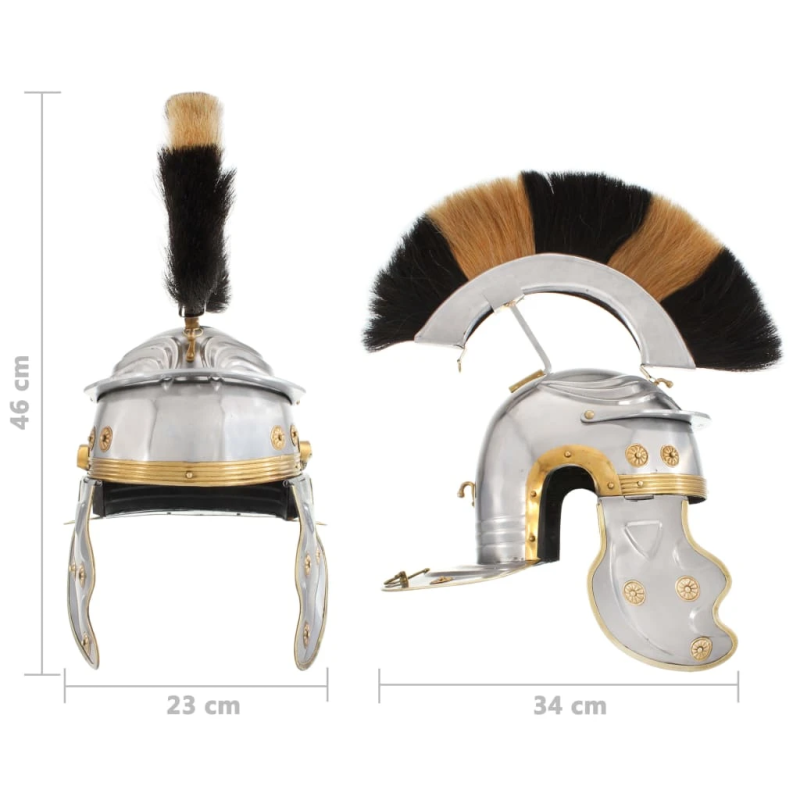 vidaXL romiešu bruņucepure, replika, sudraba krāsas tērauds