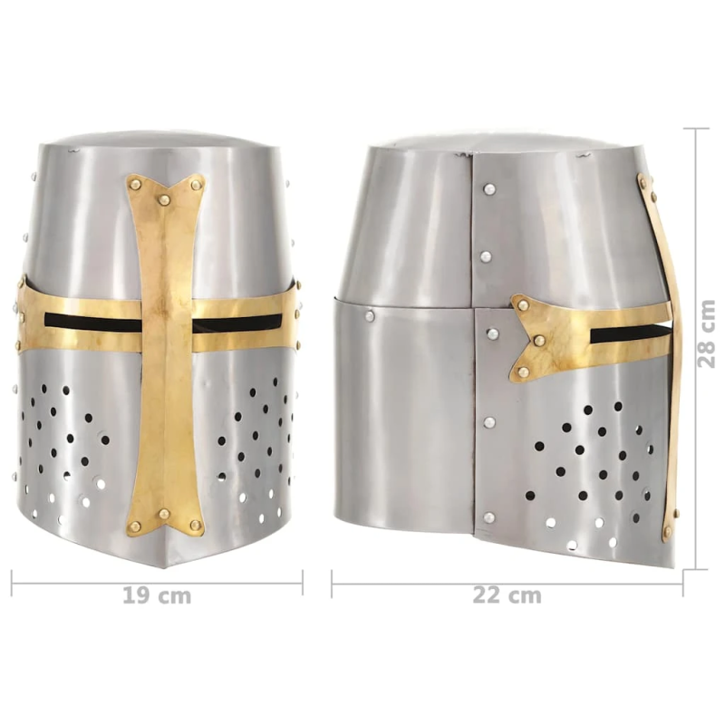 vidaXL viduslaiku krustnešu ķivere, replika, sudraba krāsas tērauds