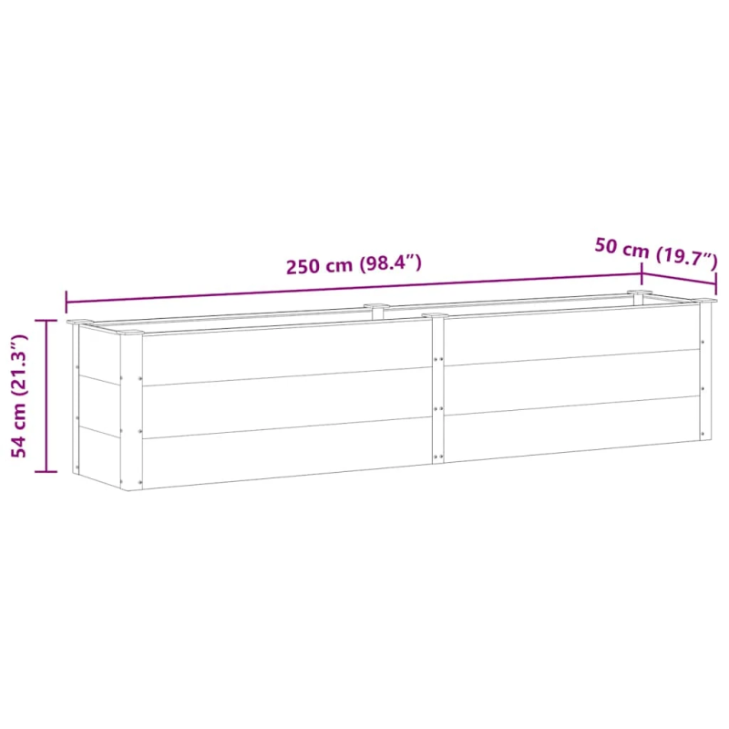vidaXL augstā puķu kaste, 250x50x54 cm, pelēks WPC