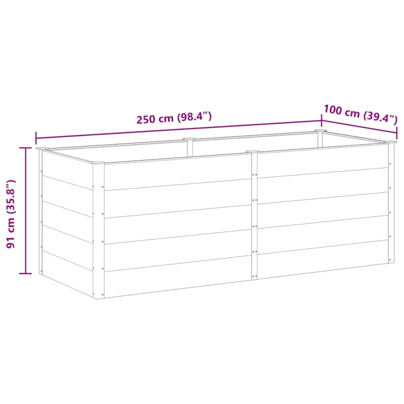 vidaXL augstā puķu kaste, 250x100x91 cm, pelēks WPC