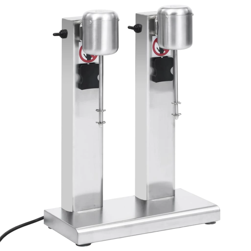 vidaXL piena kokteiļu mikseris, 2 kausi, 2 L, nerūsējošs tērauds