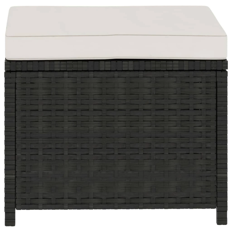 vidaXL 5-daļīgs dārza atpūtas mēbeļu komplekts ar matračiem, PE, melns