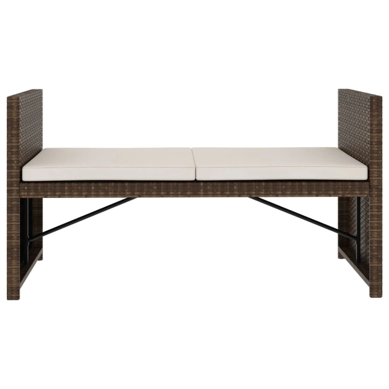 vidaXL 5-daļīgs dārza atpūtas mēbeļu komplekts ar matračiem, PE, brūns