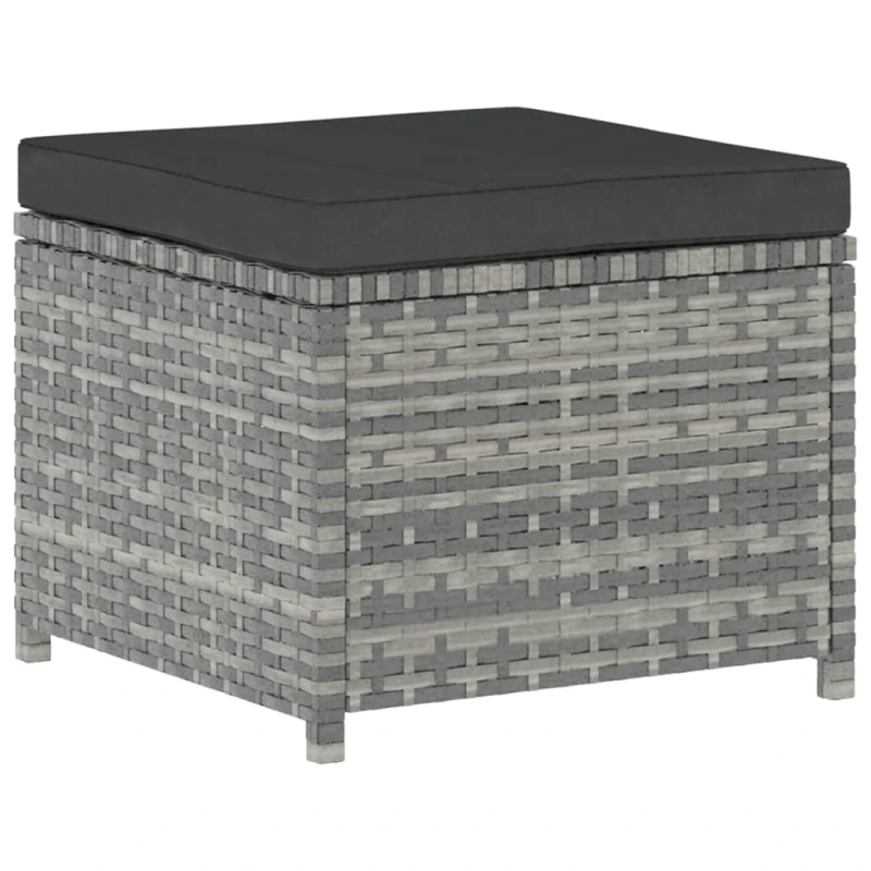 vidaXL 5-daļīgs dārza mēbeļu komplekts ar matračiem, pelēks PE