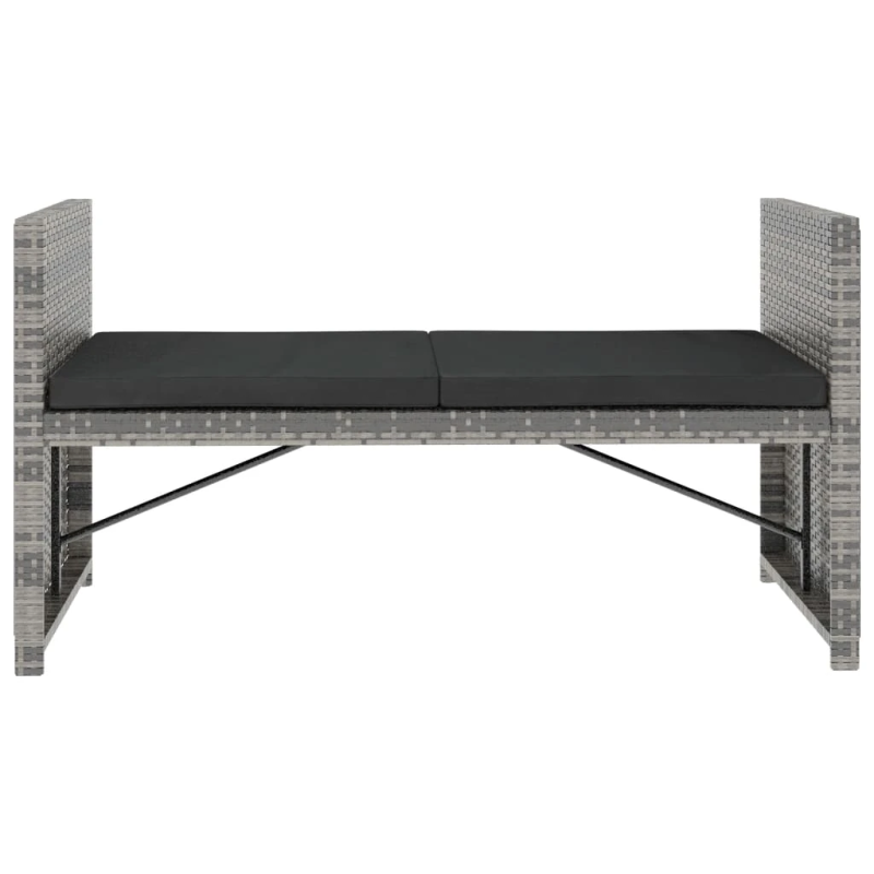 vidaXL 5-daļīgs dārza mēbeļu komplekts ar matračiem, pelēks PE