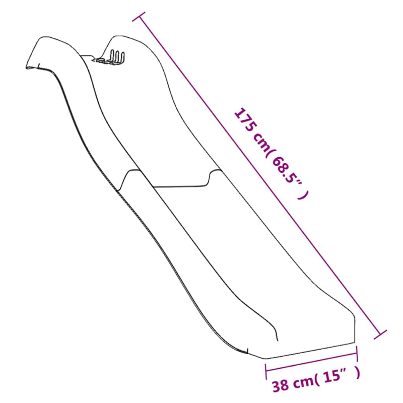 vidaXL slidkalniņš, 175x38x23 cm, zils, polipropilēns