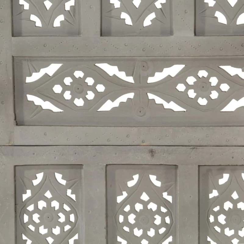 vidaXL 4-paneļu aizslietnis, 160x165 cm, roku darbs, pelēks, masīvkoks