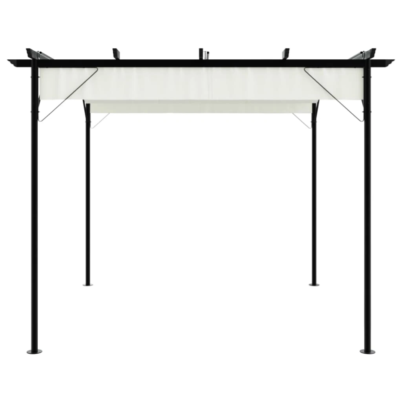 vidaXL nojume ar izvelkamu jumtu, 3x3 m, tērauds, krēmbalta