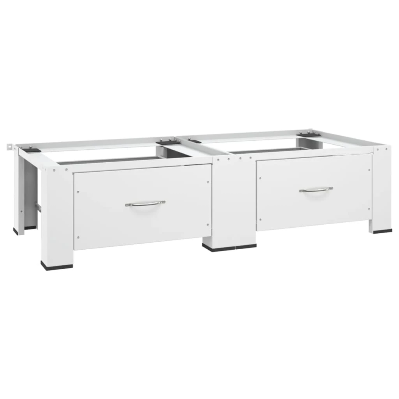 vidaXL dubultais veļasmašīnas un žāvētāja statīvs ar atvilktnēm, balts